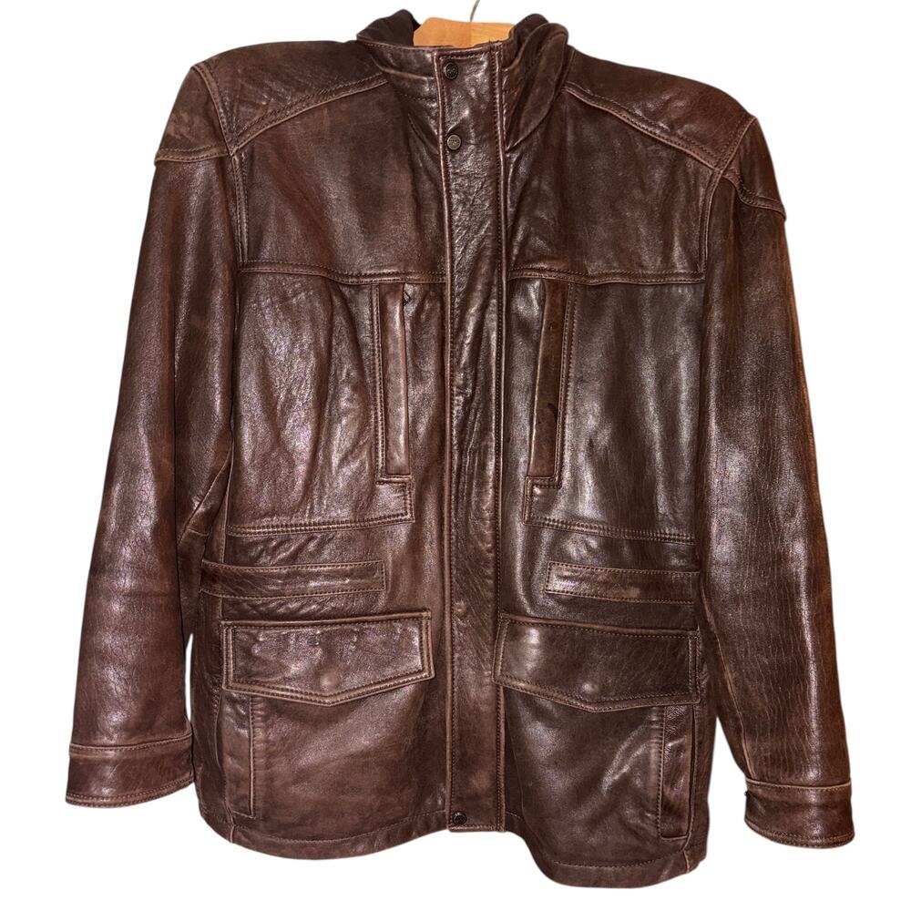 Marc New York Andrew Mark Men's L Vintage Bomber Jacket Brown
